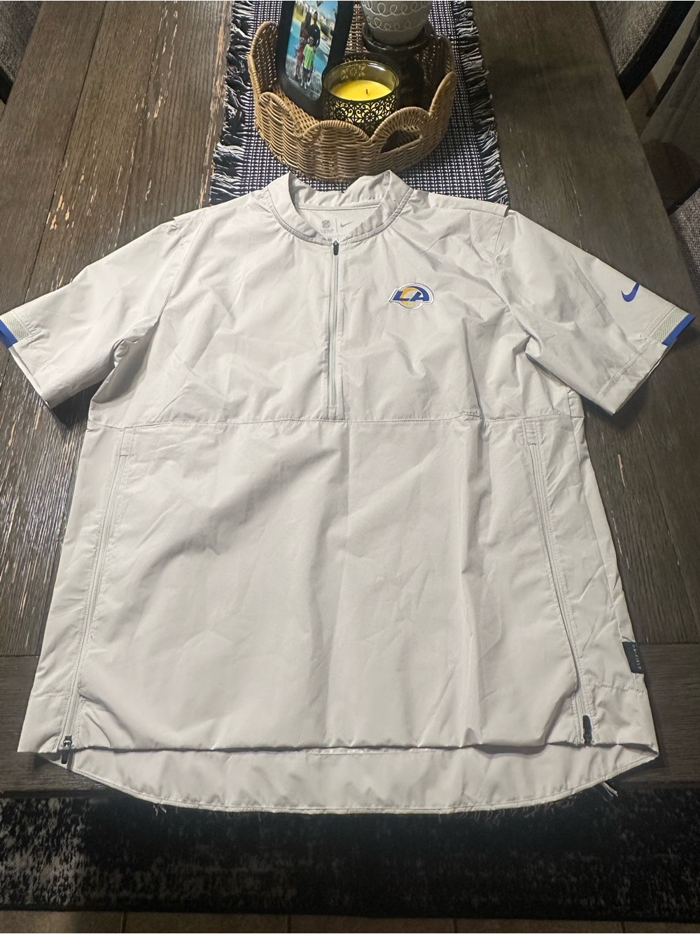 Nike Bone Los Angeles Rams Short-Sleeve Windbreaker men’s Large
